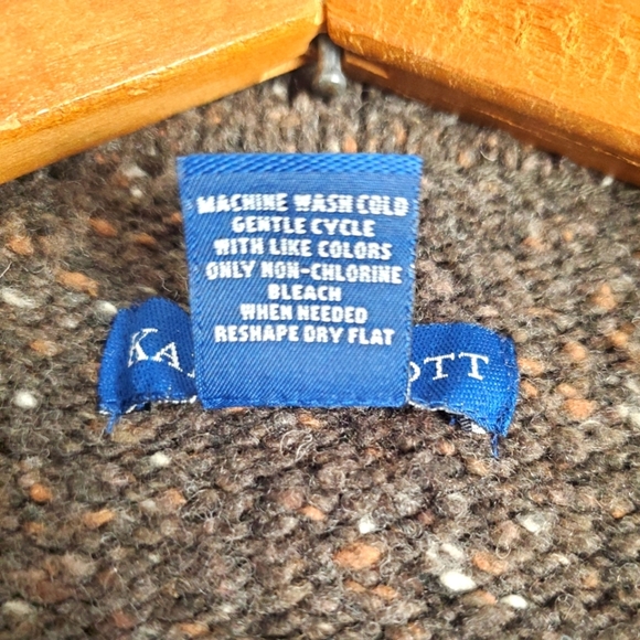 Women's Karen Scott Collared Cardigan. Heathered Brown. LG - Picture 5 of 11